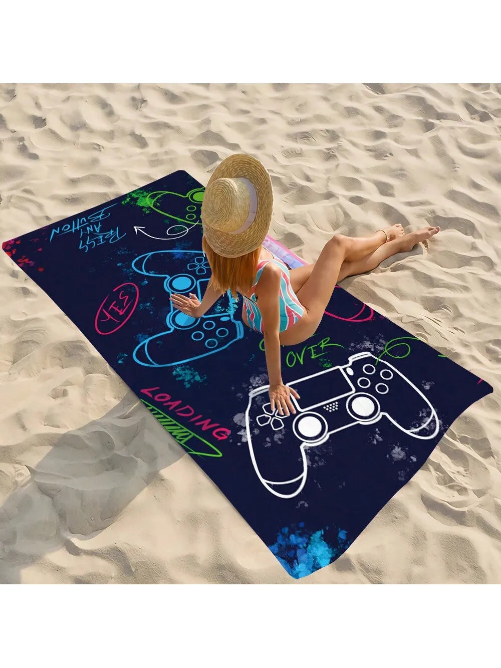 1pc, 29*59 Inch, Game On: Ultra-Light, Quick-Drying Microfiber Towel - Fashionable Design For Gamers, Perfect For Pool, Camping And Travel Beach Towel