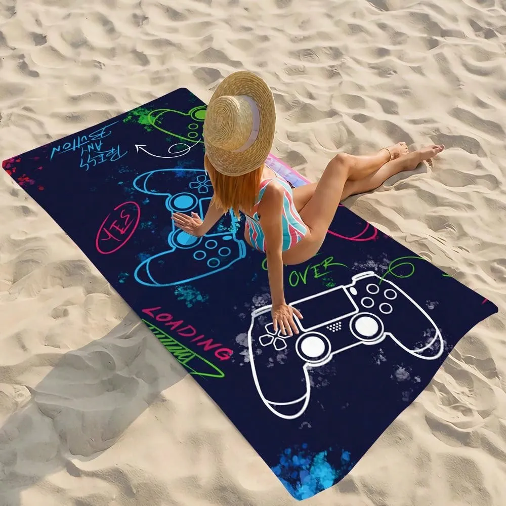 1pc, 29*59 Inch, Game On: Ultra-Light, Quick-Drying Microfiber Towel - Fashionable Design For Gamers, Perfect For Pool, Camping And Travel Beach Towel