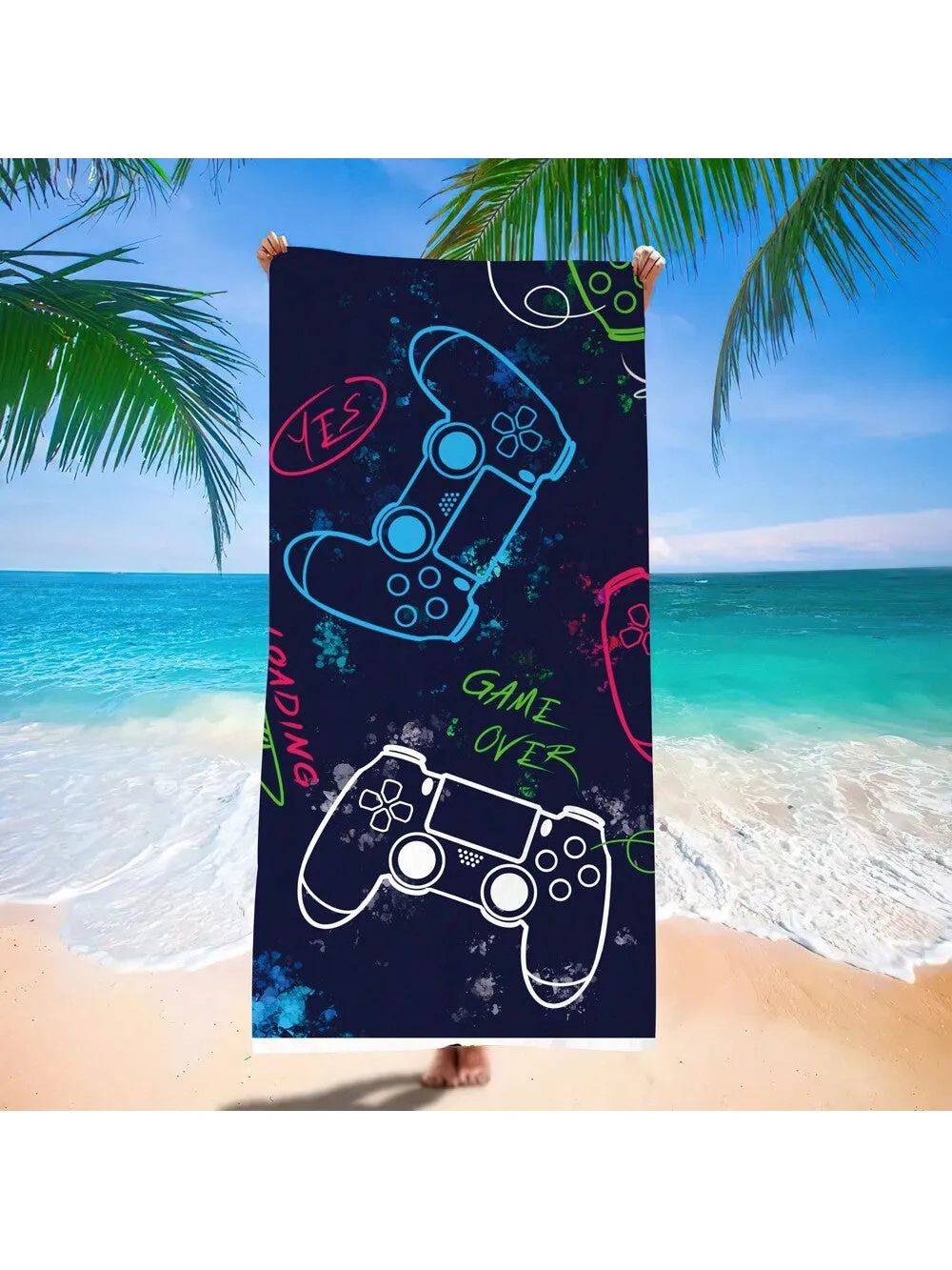 1pc, 29*59 Inch, Game On: Ultra-Light, Quick-Drying Microfiber Towel - Fashionable Design For Gamers, Perfect For Pool, Camping And Travel Beach Towel