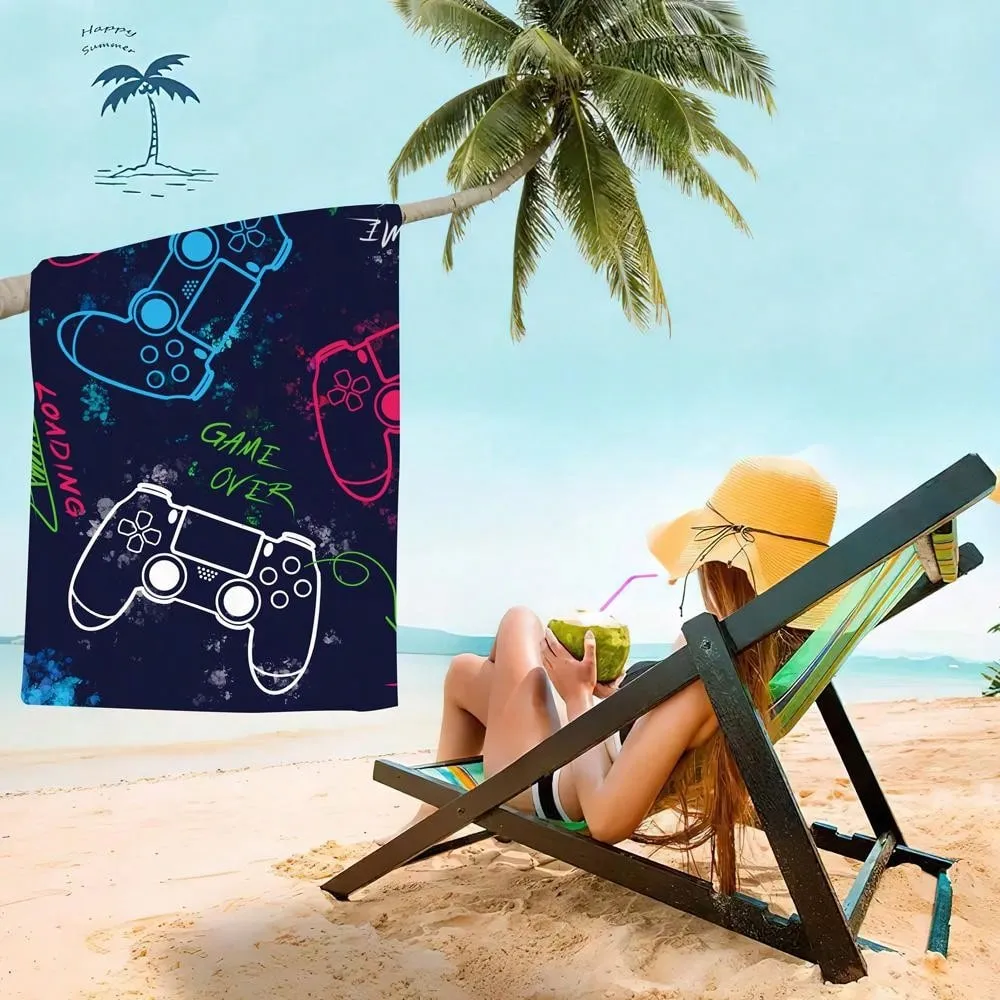 1pc, 29*59 Inch, Game On: Ultra-Light, Quick-Drying Microfiber Towel - Fashionable Design For Gamers, Perfect For Pool, Camping And Travel Beach Towel