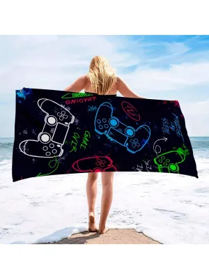 1pc, 29*59 Inch, Game On: Ultra-Light, Quick-Drying Microfiber Towel - Fashionable Design For Gamers, Perfect For Pool, Camping And Travel Beach Towel