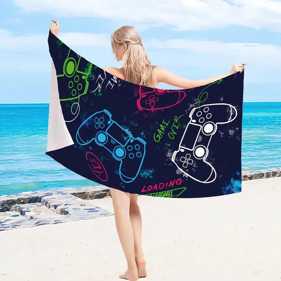 1pc, 29*59 Inch, Game On: Ultra-Light, Quick-Drying Microfiber Towel - Fashionable Design For Gamers, Perfect For Pool, Camping And Travel Beach Towel