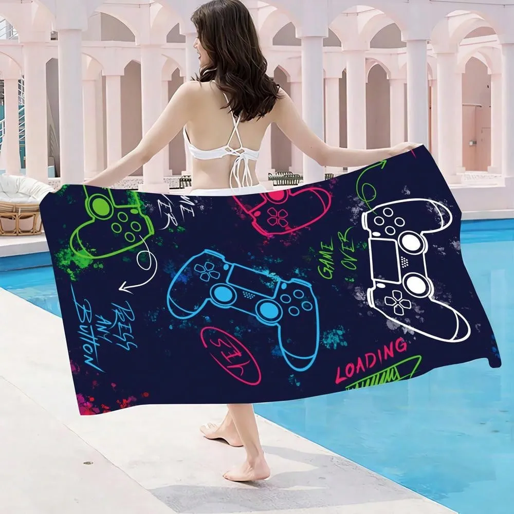 1pc, 29*59 Inch, Game On: Ultra-Light, Quick-Drying Microfiber Towel - Fashionable Design For Gamers, Perfect For Pool, Camping And Travel Beach Towel