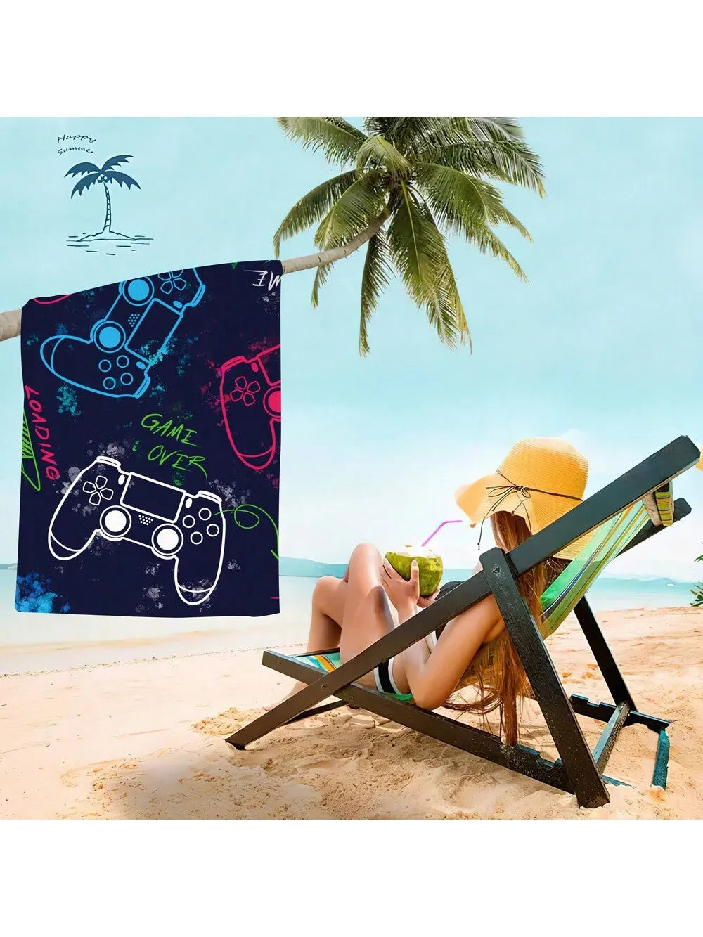 1pc, 29*59 Inch, Game On: Ultra-Light, Quick-Drying Microfiber Towel - Fashionable Design For Gamers, Perfect For Pool, Camping And Travel Beach Towel