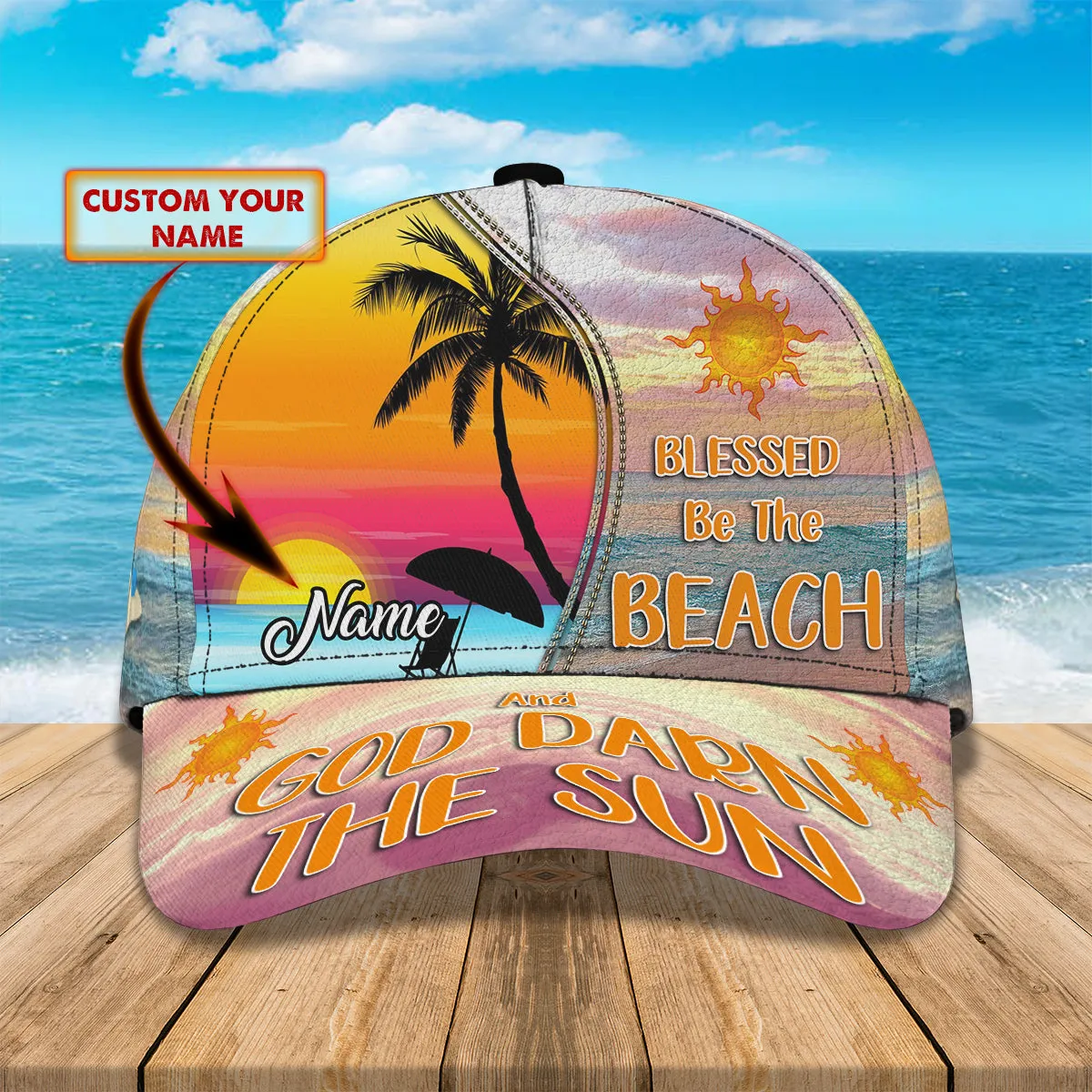 3D Classic Cap Blessed Be The Beach Personalized Name Cap Namashops