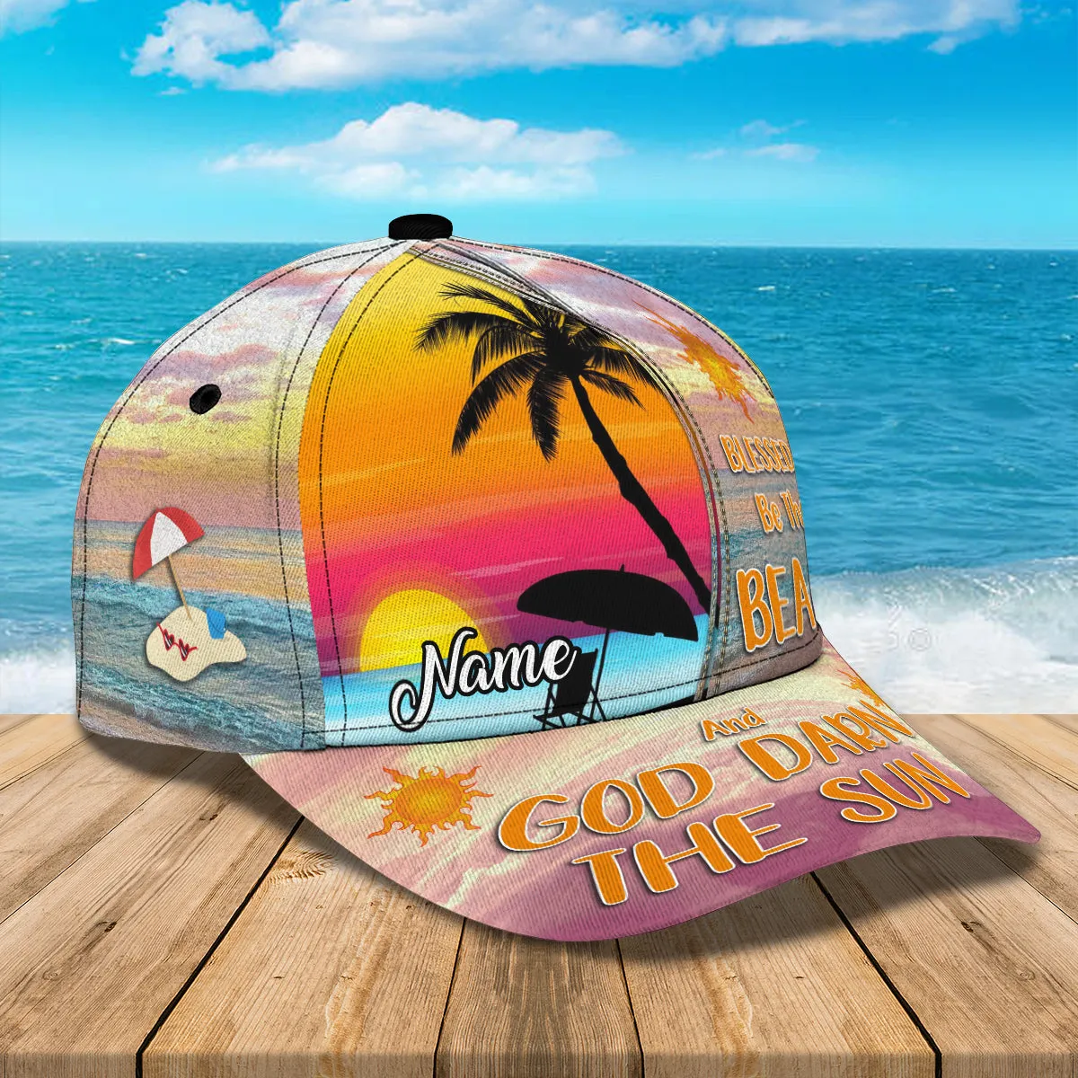 3D Classic Cap Blessed Be The Beach Personalized Name Cap Namashops