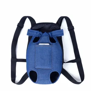 Denim Pet Backpack for Small Dogs and Cats - Breathable and Stylish Carrier