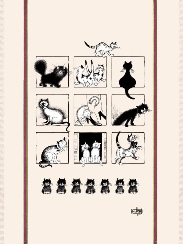 Galerie de Chats (Cats Gallery) Dubout Cats Tea Towel