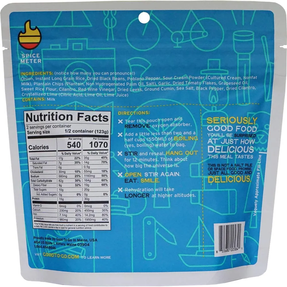 Good to-Go Dehydrated Cuban Rice Bowl - Double Serving Pouch
