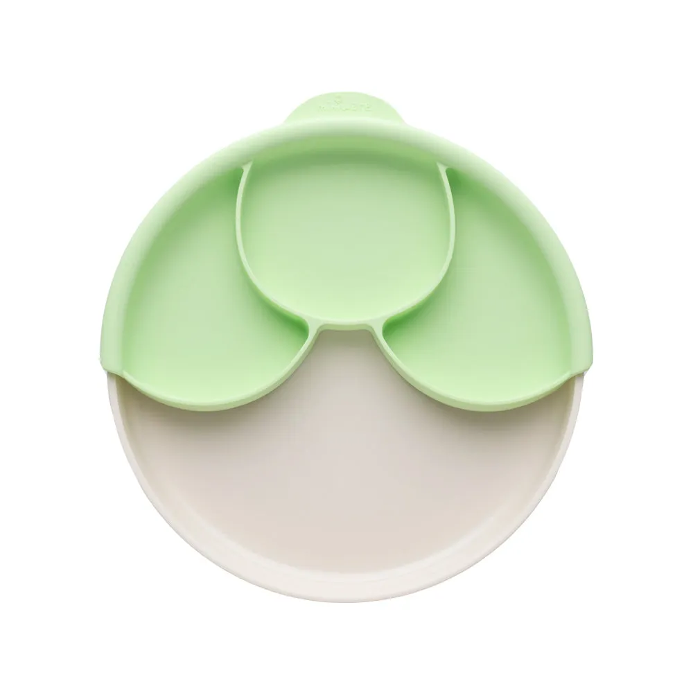 Healthy Meal Suction Plate with Dividers Set Vanilla/Key Lime