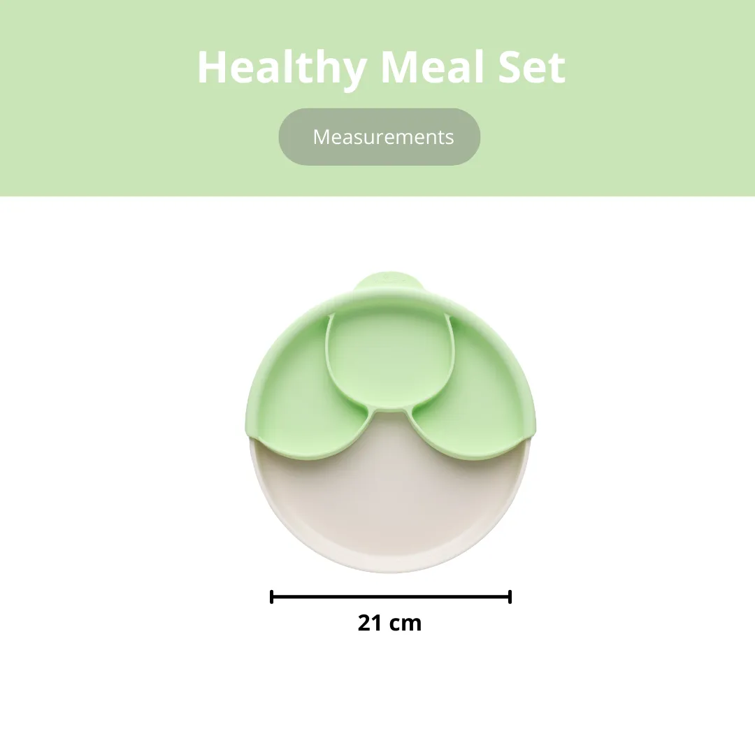 Healthy Meal Suction Plate with Dividers Set Vanilla/Key Lime
