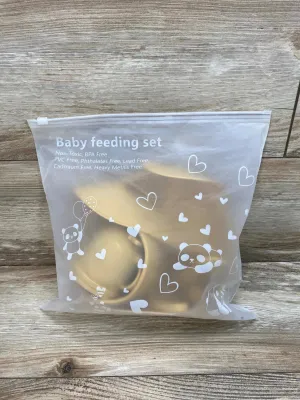 NEW 10Pc Silicone Feeding Set in Yellow