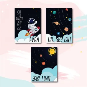 Outer Space Canvas For Wall (Set of 3)