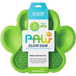 PetDreamHouse PAW 2-In-1 Interactive Slow Feeder For Cats & Dogs (Green Paw)