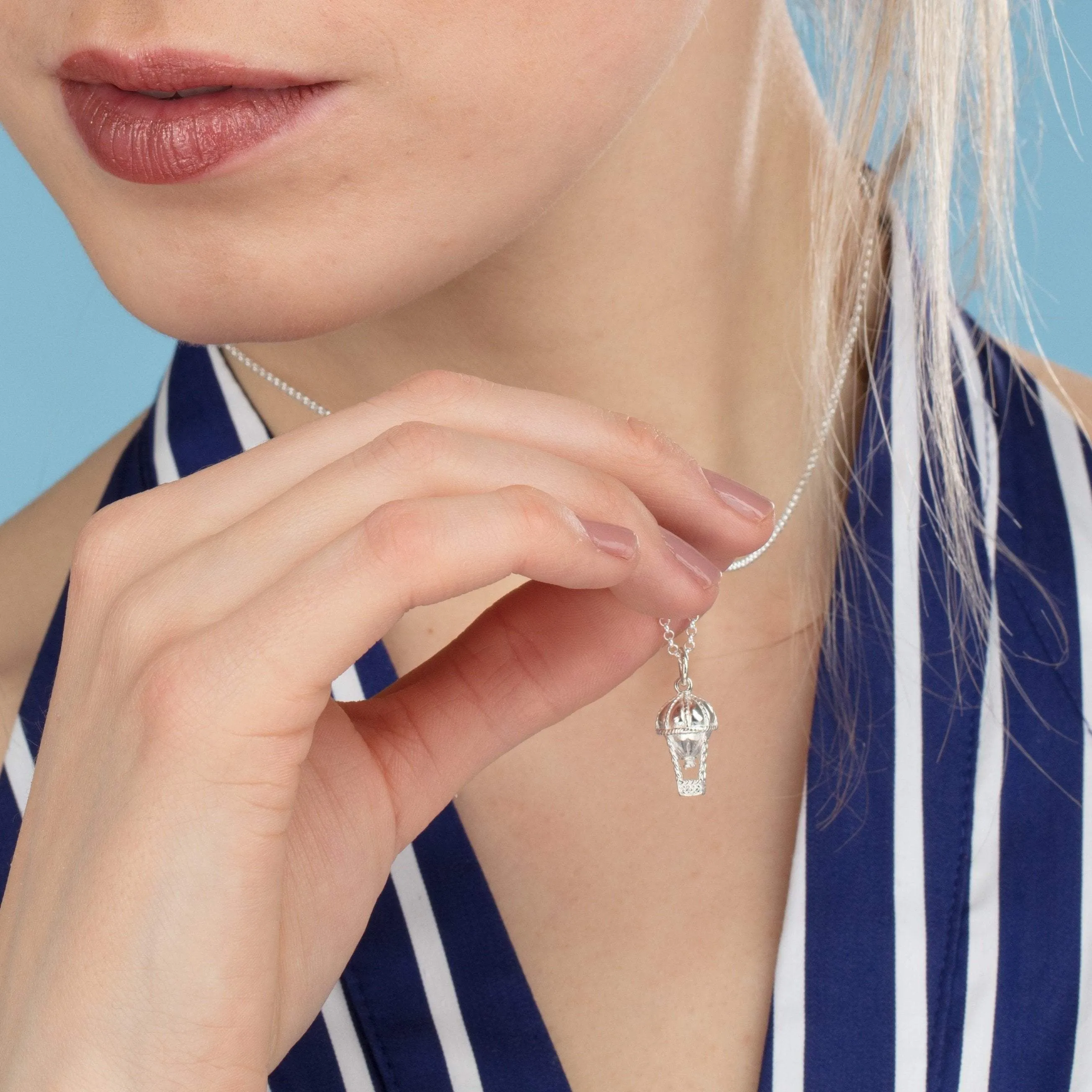 Silver Hot Air Balloon Necklace