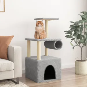vidaXL Cat Tree with Sisal Scratching Posts Light Grey 109.5 cm