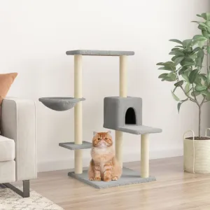 vidaXL Cat Tree with Sisal Scratching Posts Light Grey 95 cm